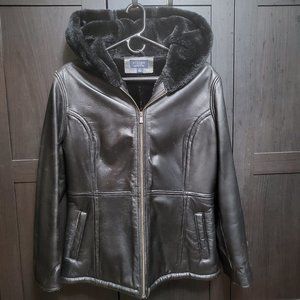 Sonoma Lambskin Leather Faux Fur Lined Jacket Size M
